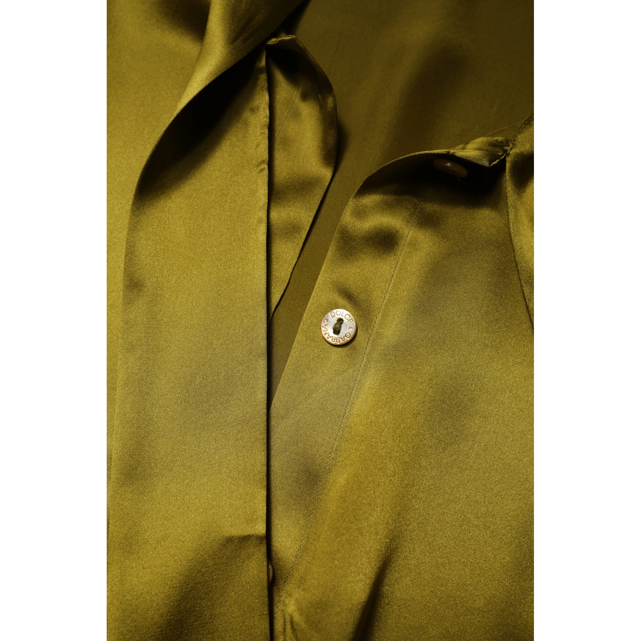 Olive Green Ascot Collar Long Sleeve Blouse Top