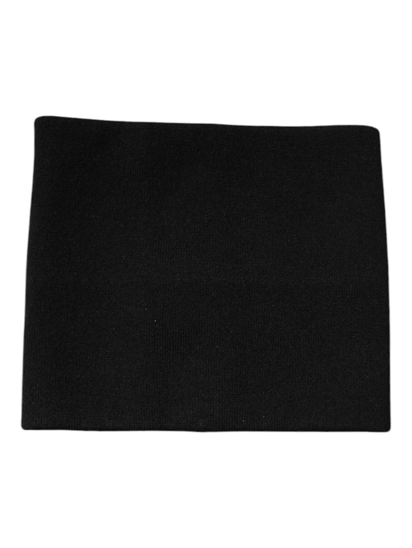 Black Cashmere Knitted Square Handkerchief Scarf