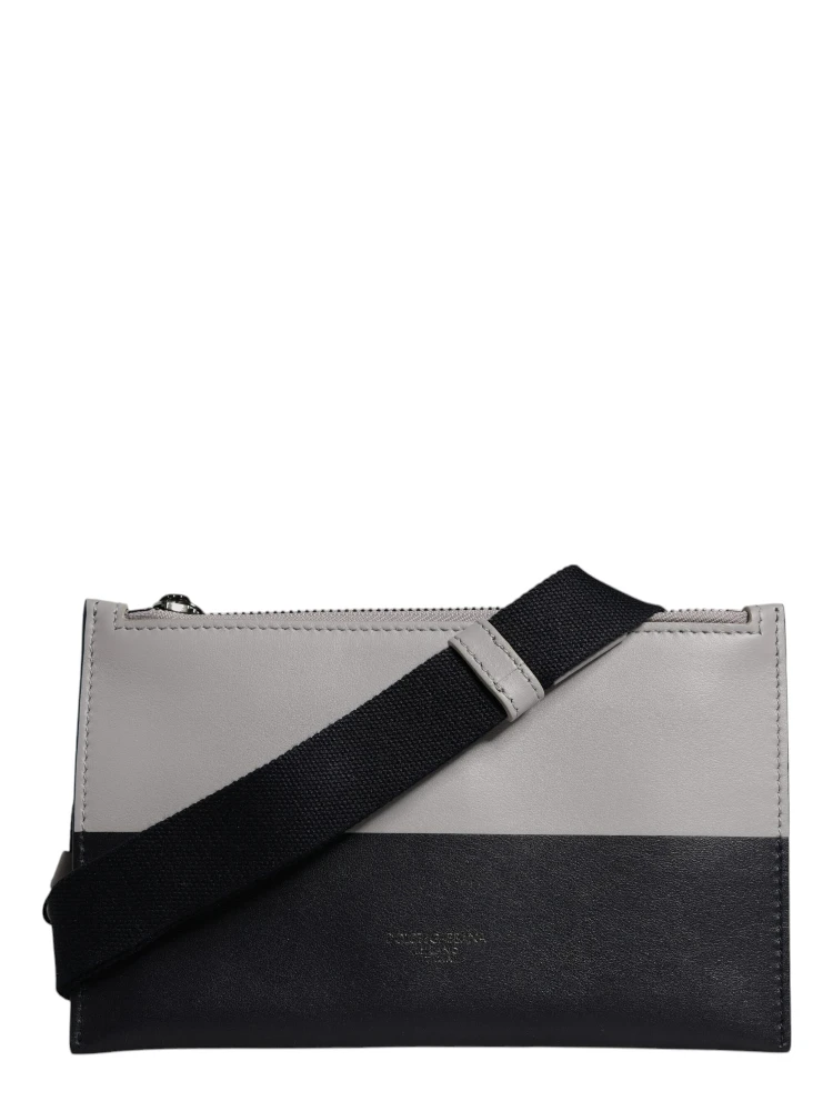 Black White Leather Logo Embossed Crossbody Bag alternative