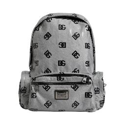 Polyester Gray Black DG Logo Plaque Backpack Bag