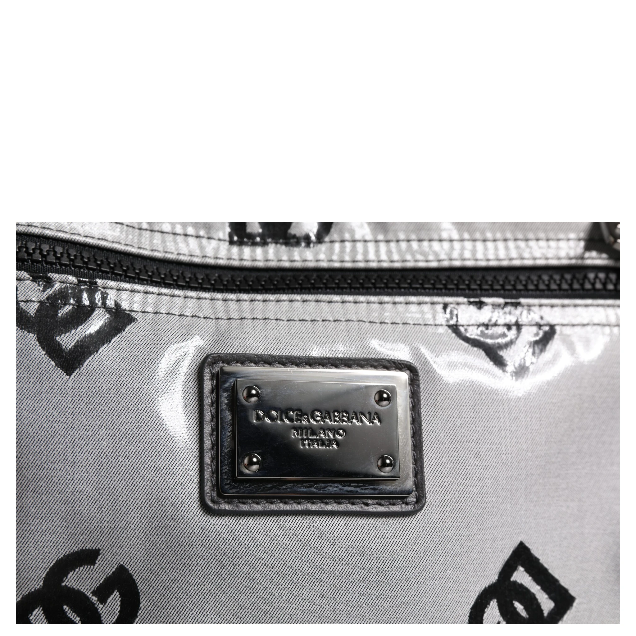 Polyester Gray Black DG Logo Plaque Backpack Bag