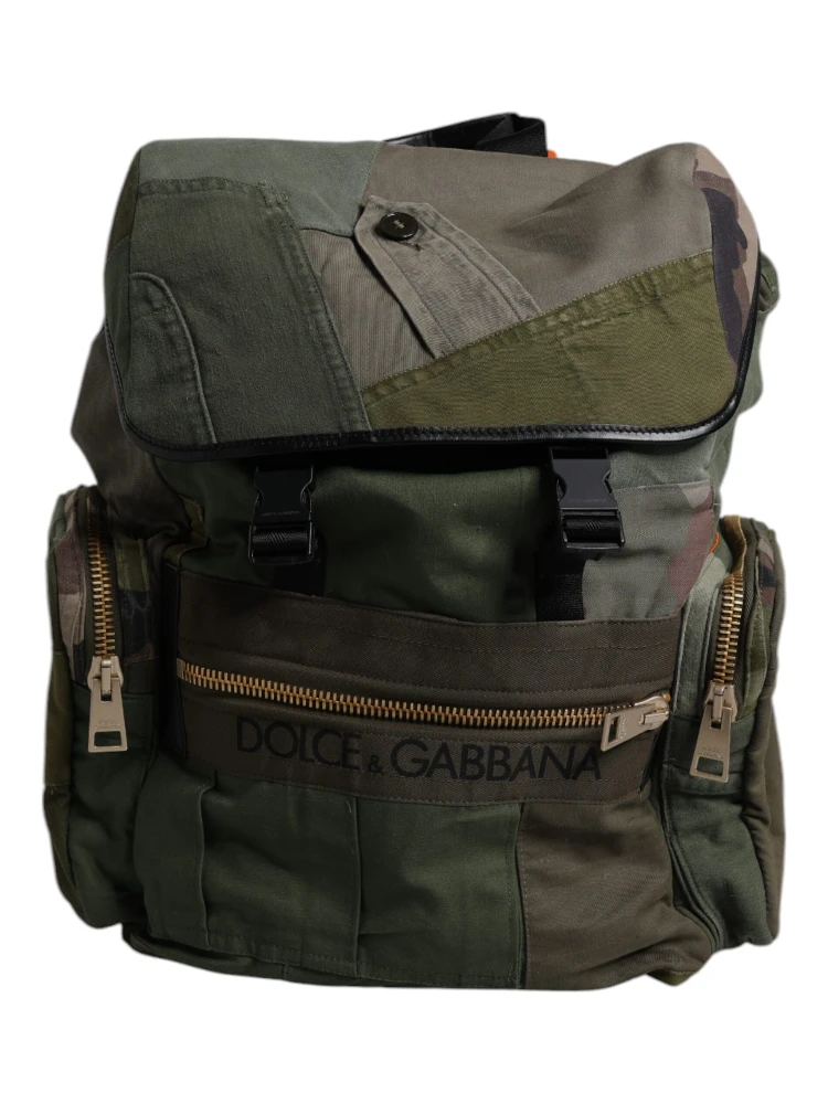 Military Green Patchwork Travel Backpack Bag alternative