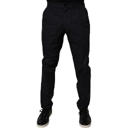 Dark Blue Cotton Tapered Formal Pants
