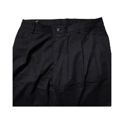 Dark Blue Cotton Tapered Formal Pants