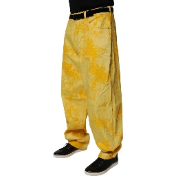 Yellow Tie Dye Cotton Straight Denim Jeans