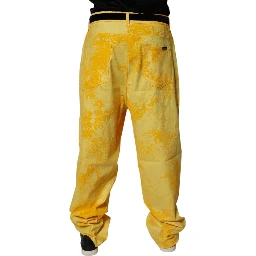 Yellow Tie Dye Cotton Straight Denim Jeans
