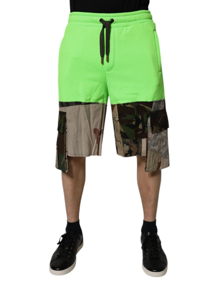 Green Patchwork Camouflage Men Cargo Shorts alternative