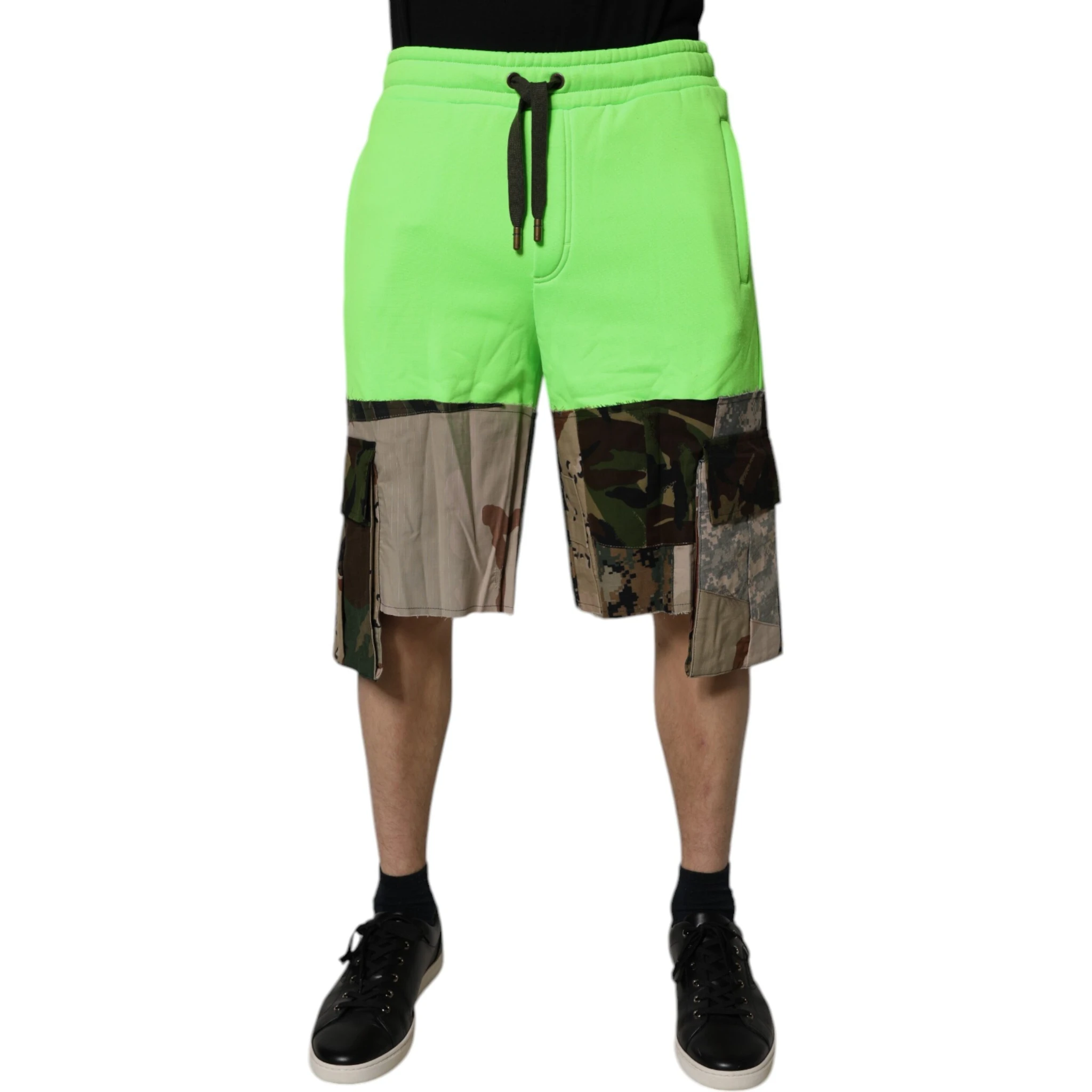 Green Patchwork Camouflage Men Cargo Shorts