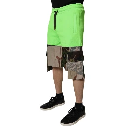 Green Patchwork Camouflage Men Cargo Shorts