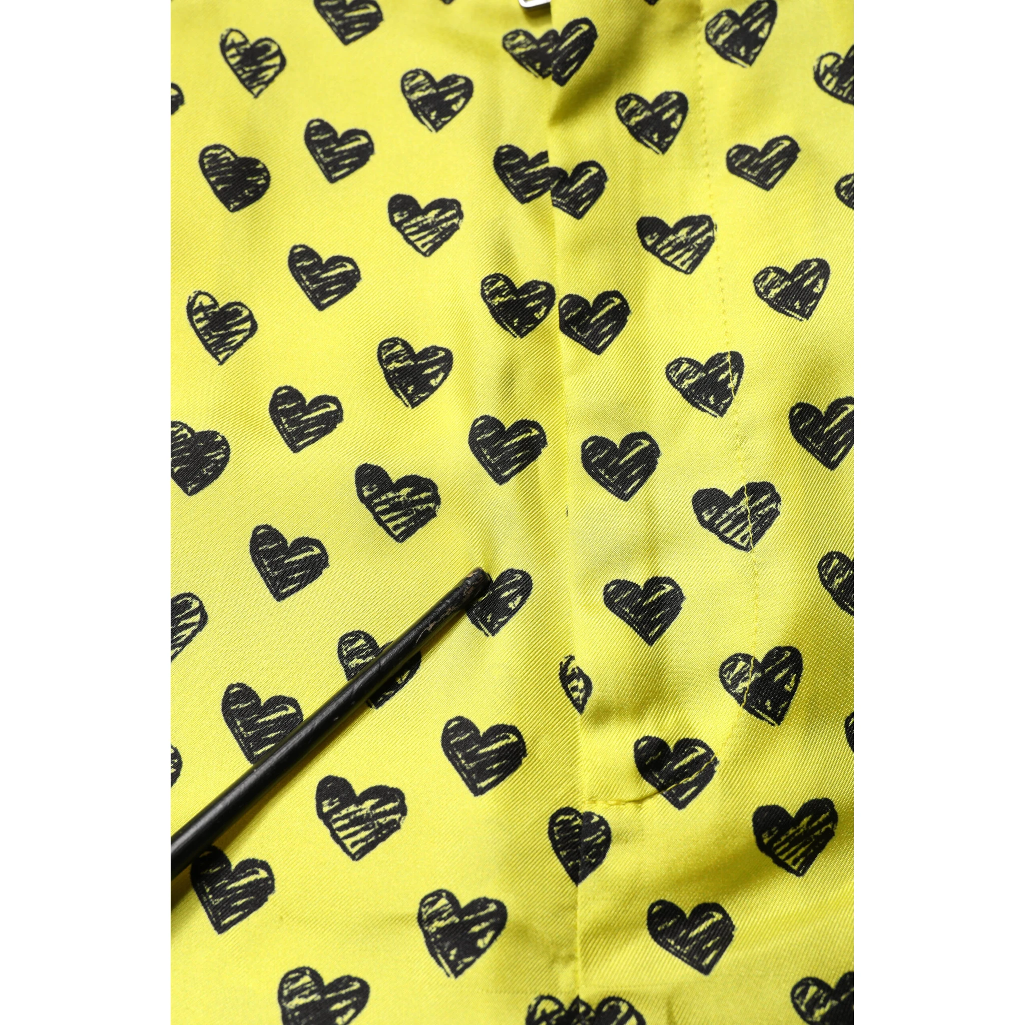 Green Silk Heart Print Bermuda Shorts