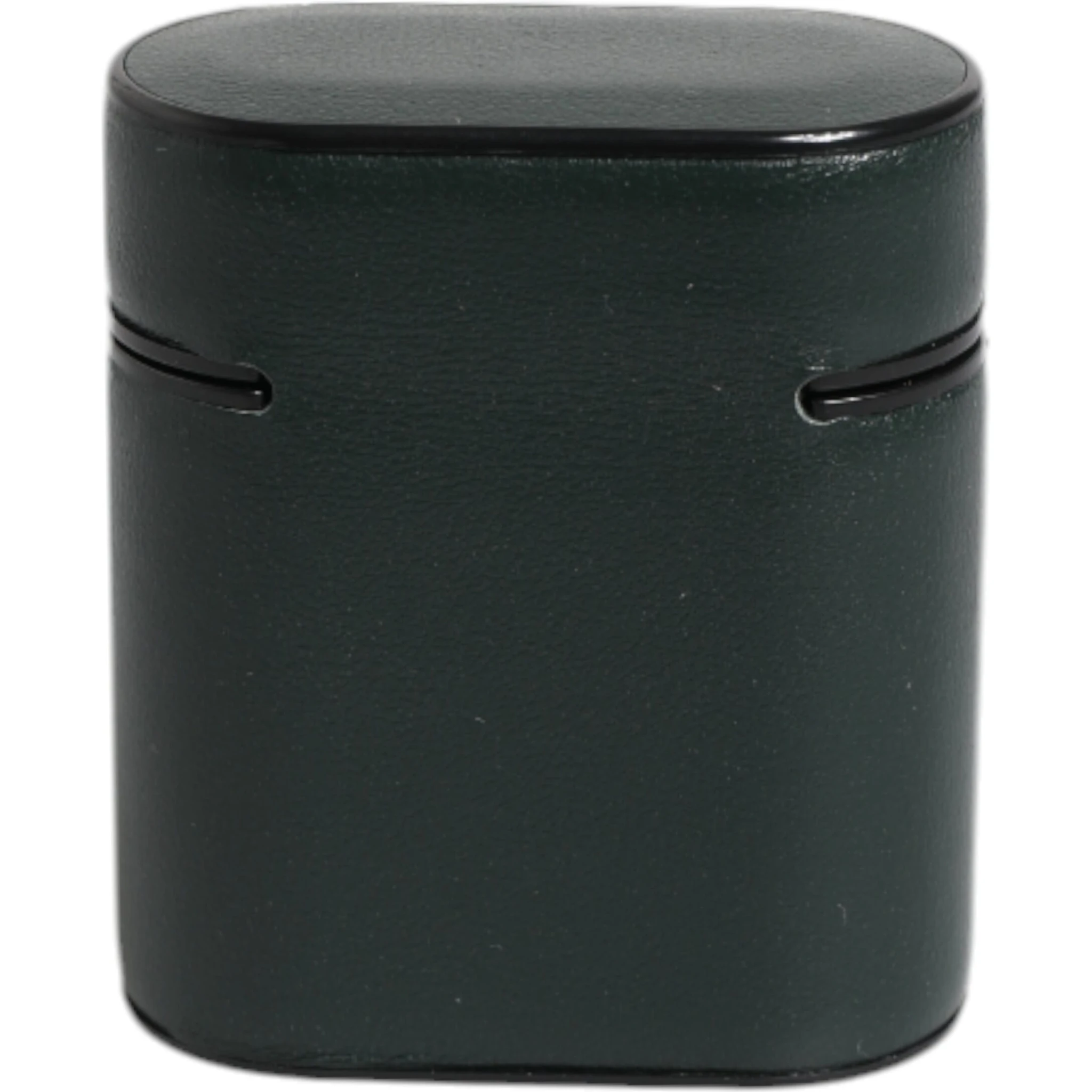 Green Calfskin Leather Logo Print Flip Holder Airpods Case