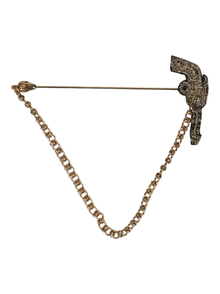 Black Gold Brass Copper Revolver Brooch Lapel Pin