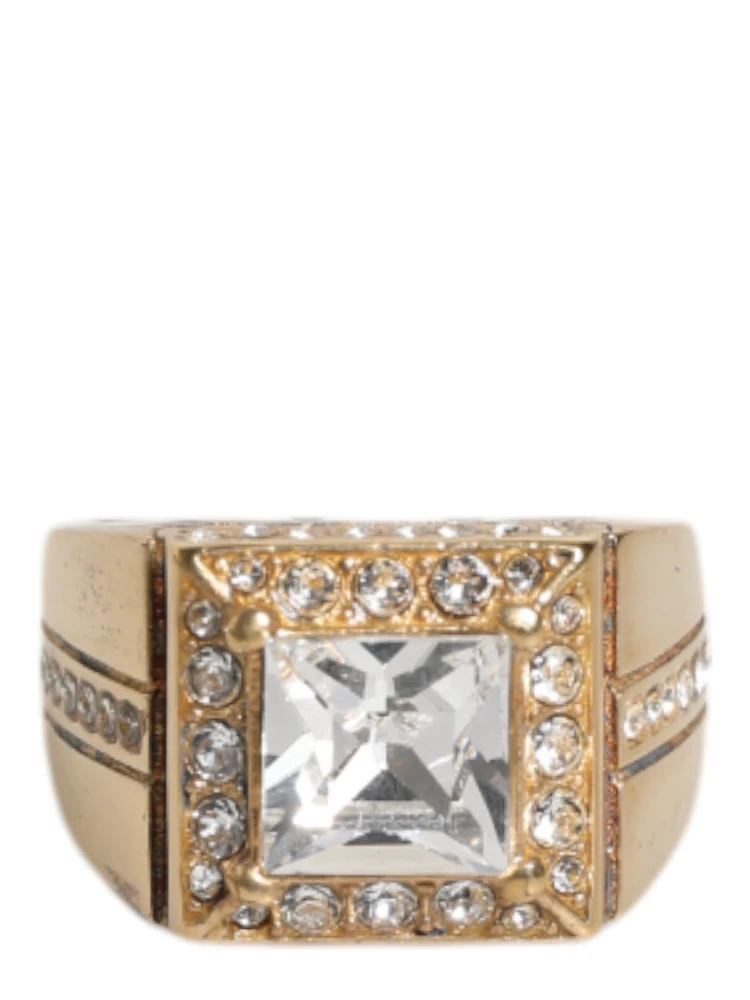 Gold Tone Sterling Silver 925 Crystals Ring