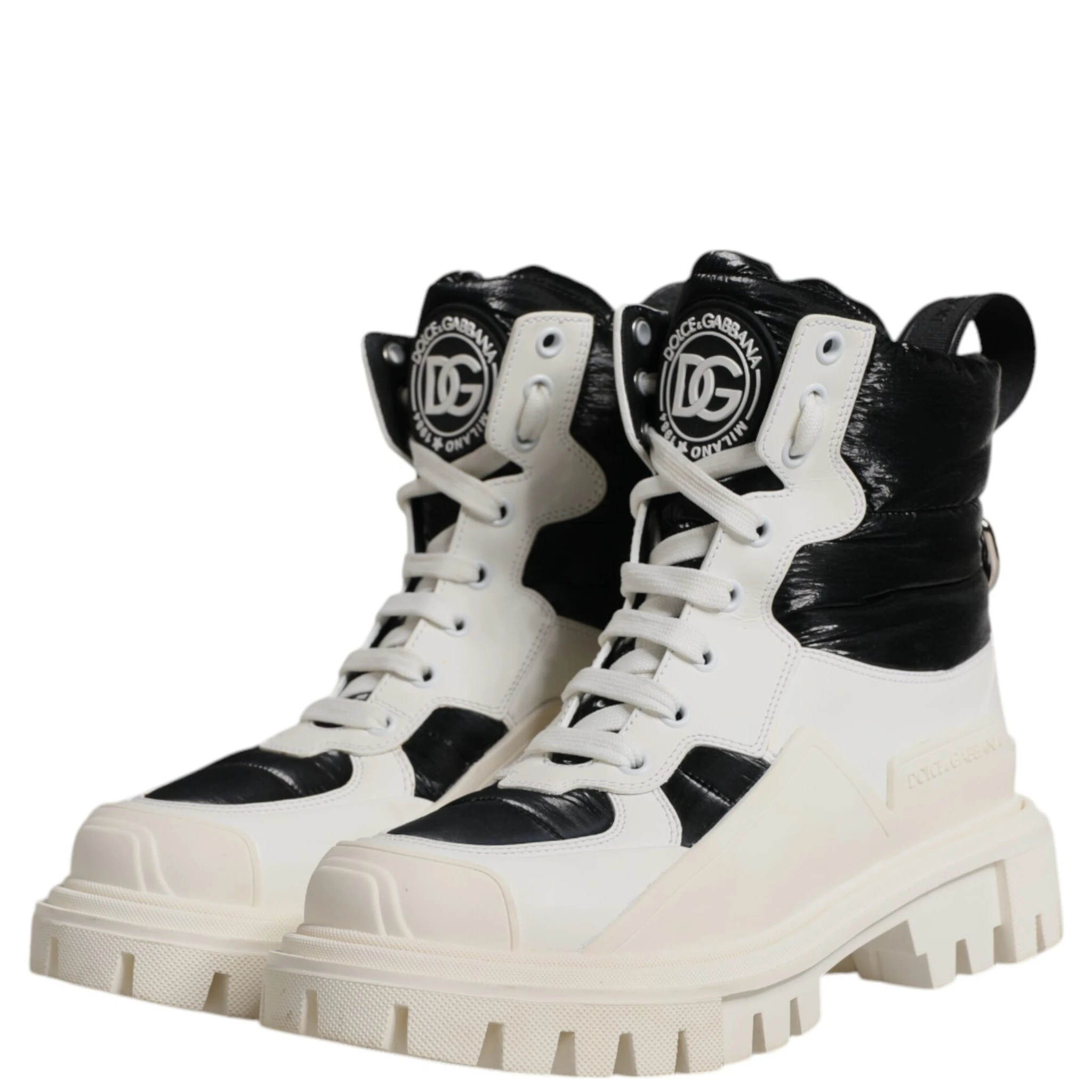 White Padded Mid Calf Lace Up Boots Shoes