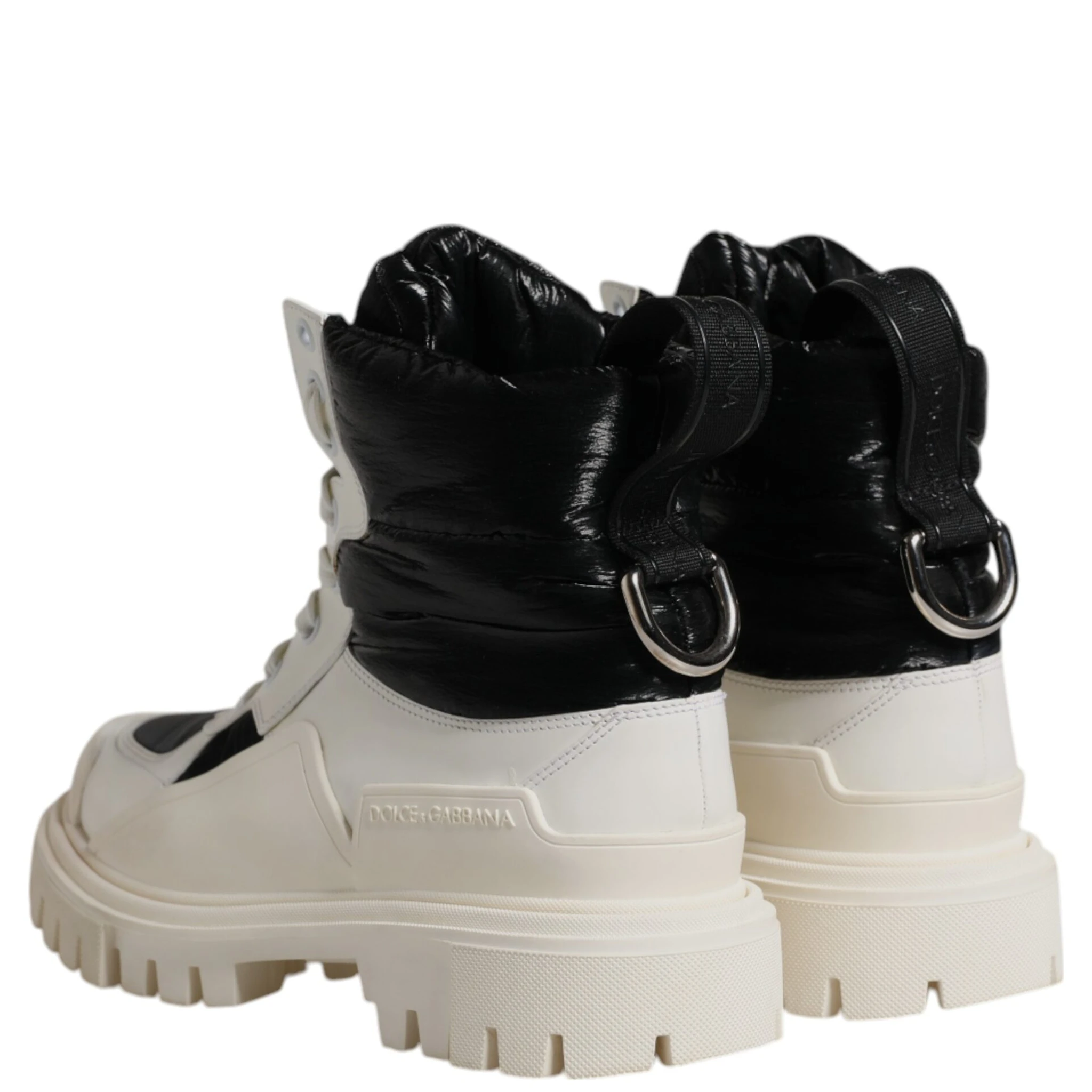 White Padded Mid Calf Lace Up Boots Shoes