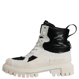 White Padded Mid Calf Lace Up Boots Shoes