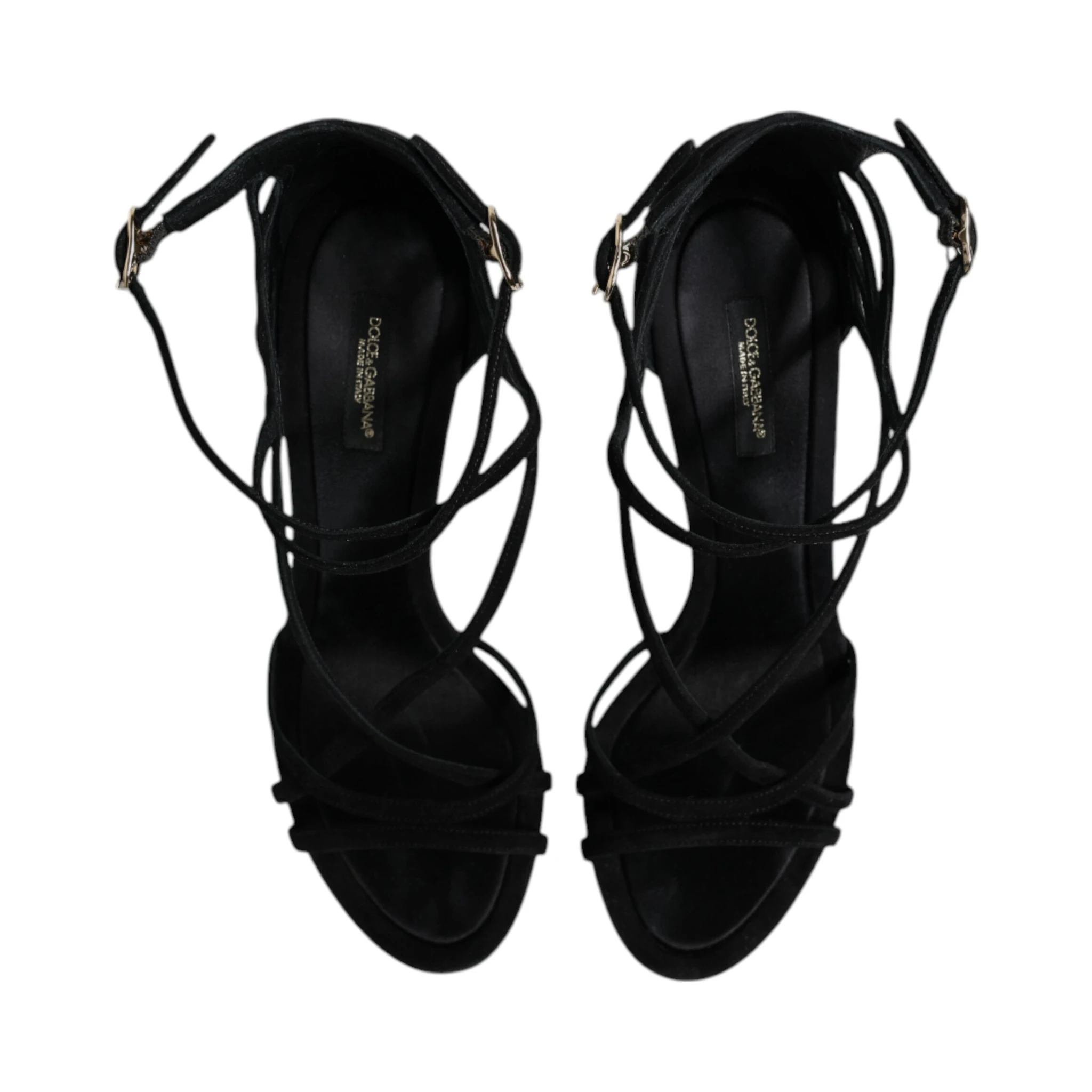 Black Leather Stiletto Heels Sandals Shoes