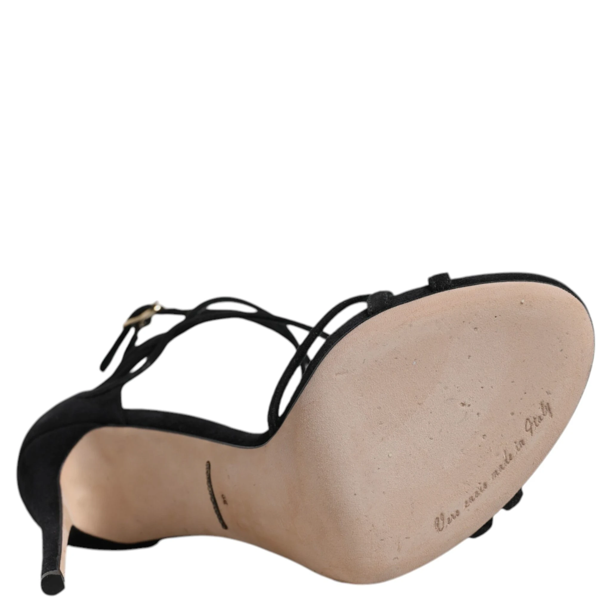 Black Leather Stiletto Heels Sandals Shoes