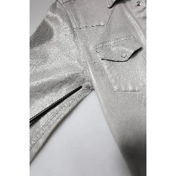 Metallic Gray Cotton Button Down Shirt