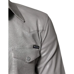 Metallic Gray Cotton Button Down Shirt