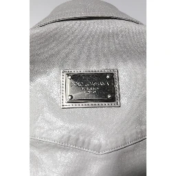 Metallic Gray Cotton Button Down Shirt