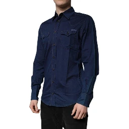 Dark Blue Cotton GOLD Dress Formal Shirt