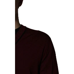 Maroon Cashmere V-neck Men Pullover Sweater