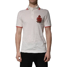 White Cotton Logo Collared Polo Men T-shirt