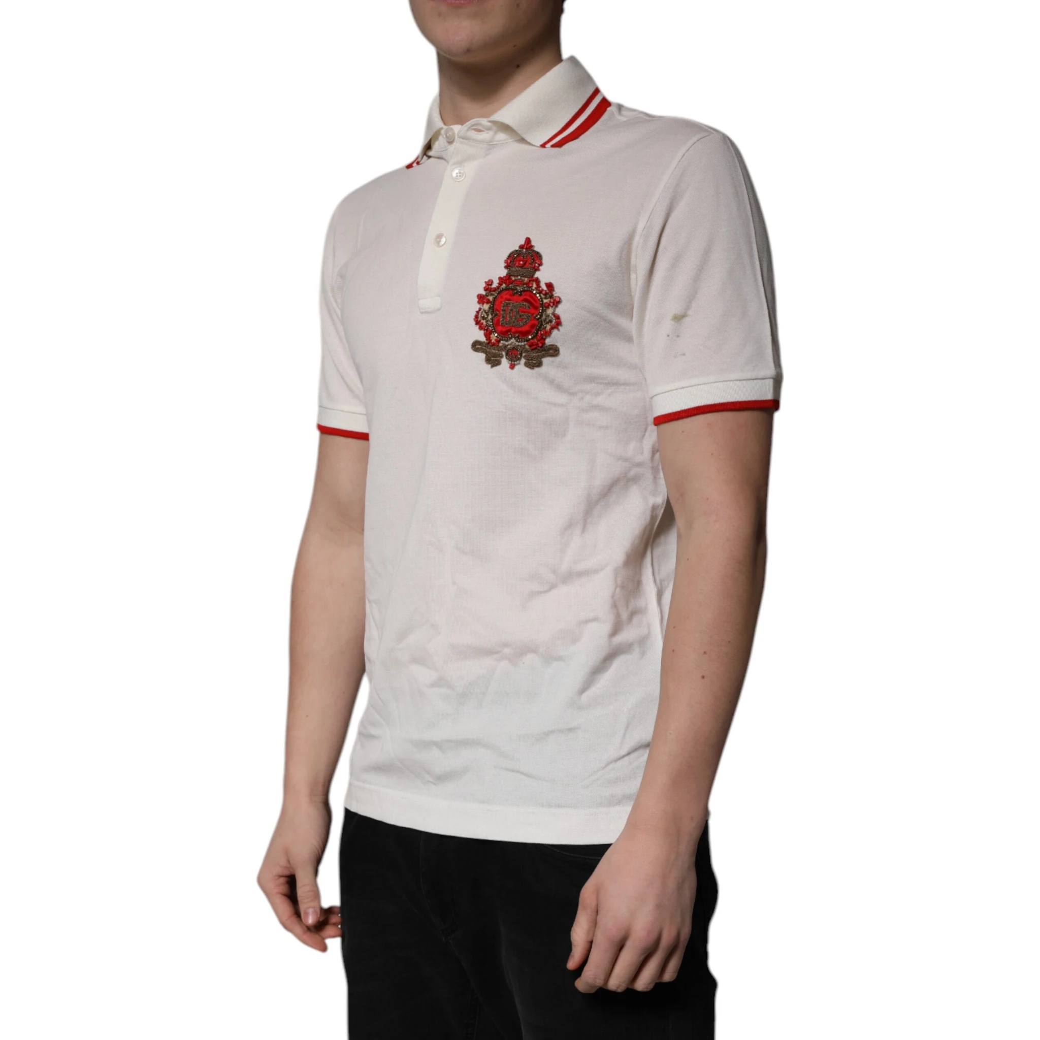 White Cotton Logo Collared Polo Men T-shirt