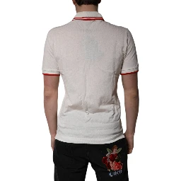 White Cotton Logo Collared Polo Men T-shirt
