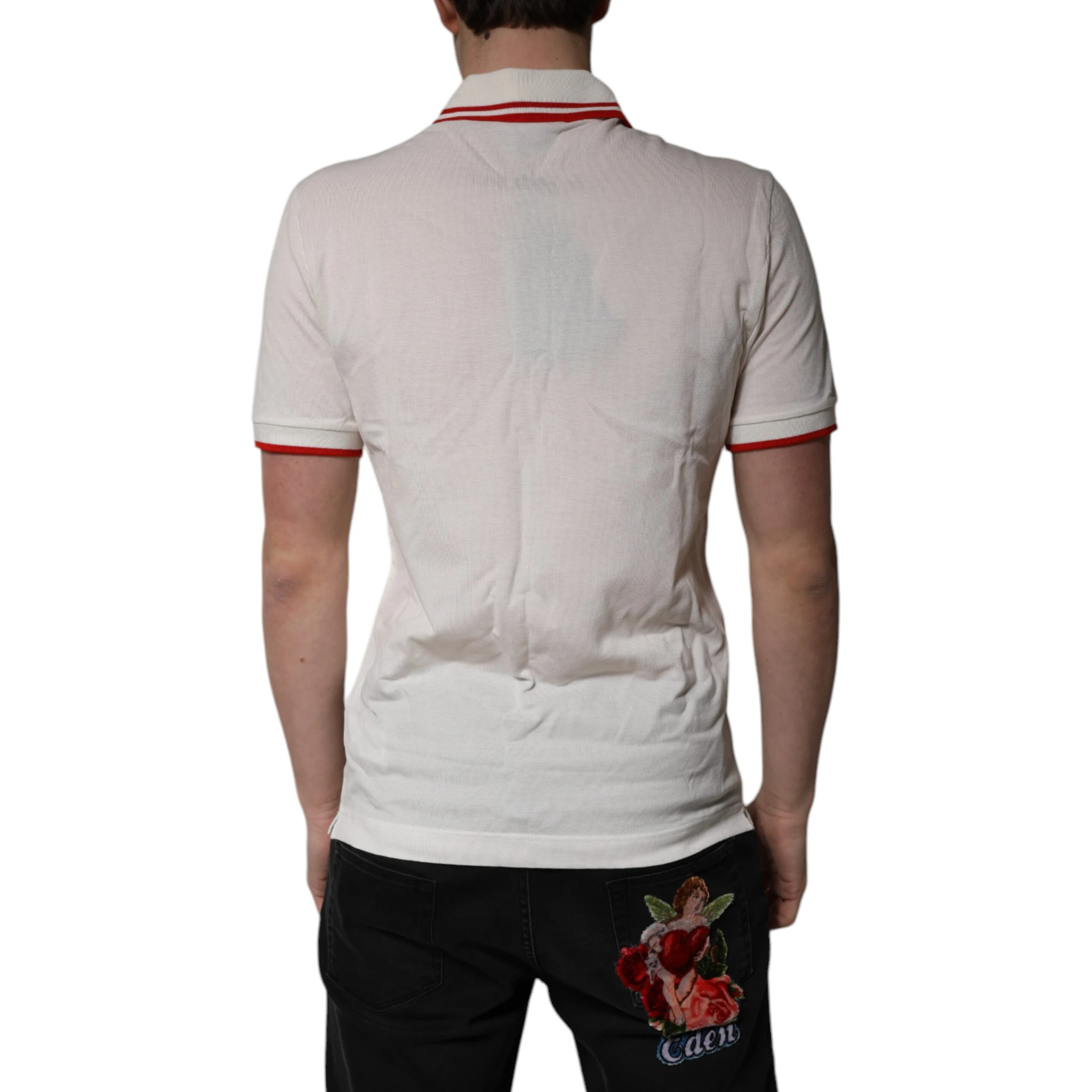White Cotton Logo Collared Polo Men T-shirt