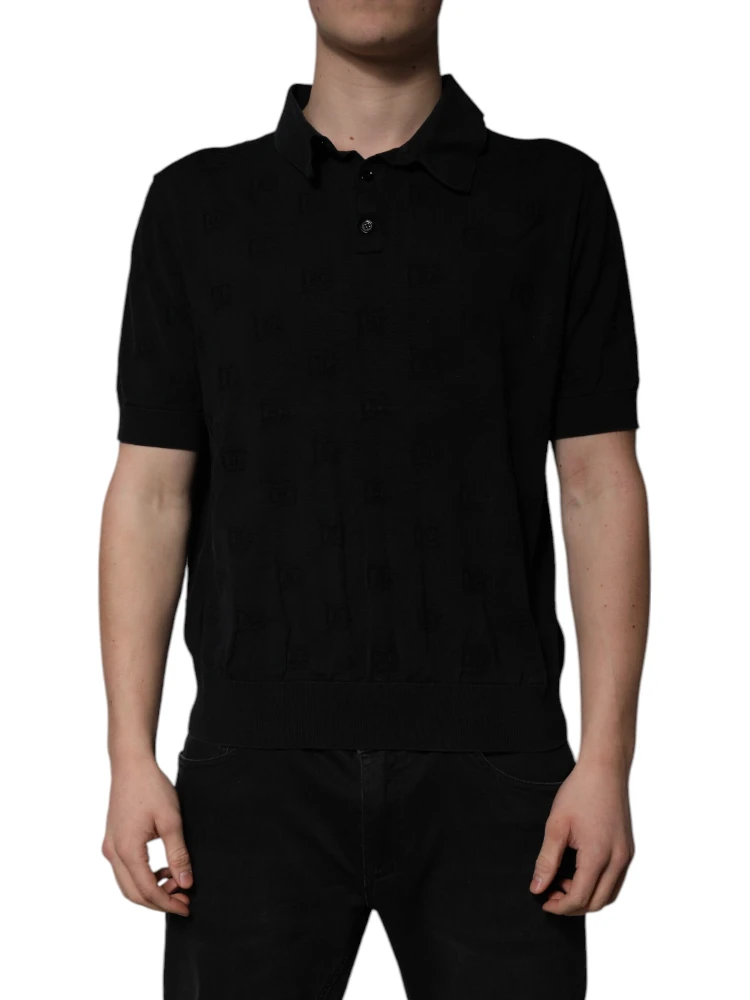 Black Silk Collared Polo T-shirt alternative