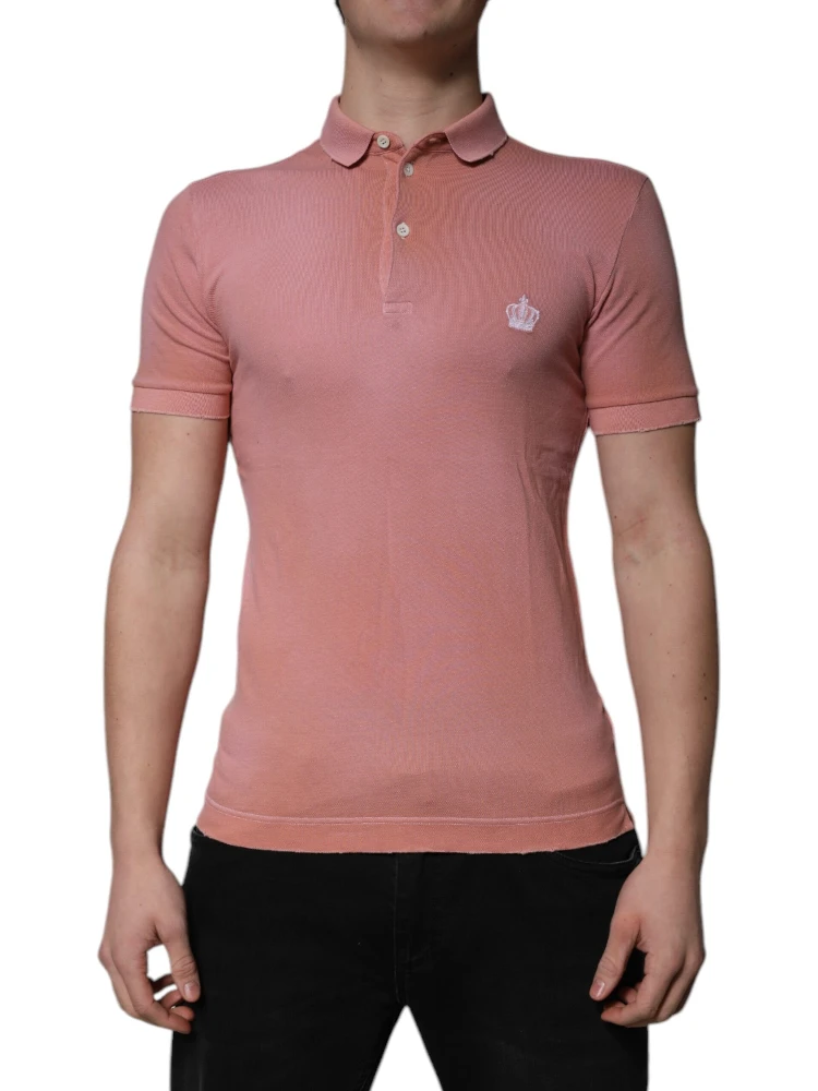 Pink Cotton Crown Collared Polo T-shirt