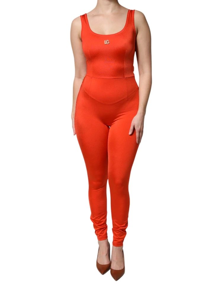 Orange Sleeveless Bodycon Jumpsuit Dress alternative