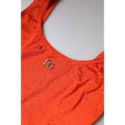 Orange Sleeveless Bodycon Jumpsuit Dress