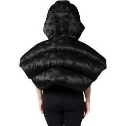 Black Padded Puffer Hooded Full Zip Cropped Jacket