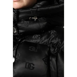 Black Padded Puffer Hooded Full Zip Cropped Jacket