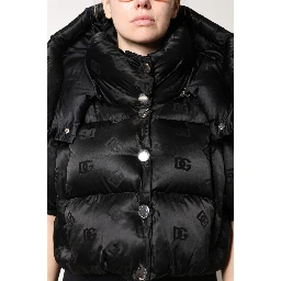 Black Padded Puffer Hooded Full Zip Cropped Jacket