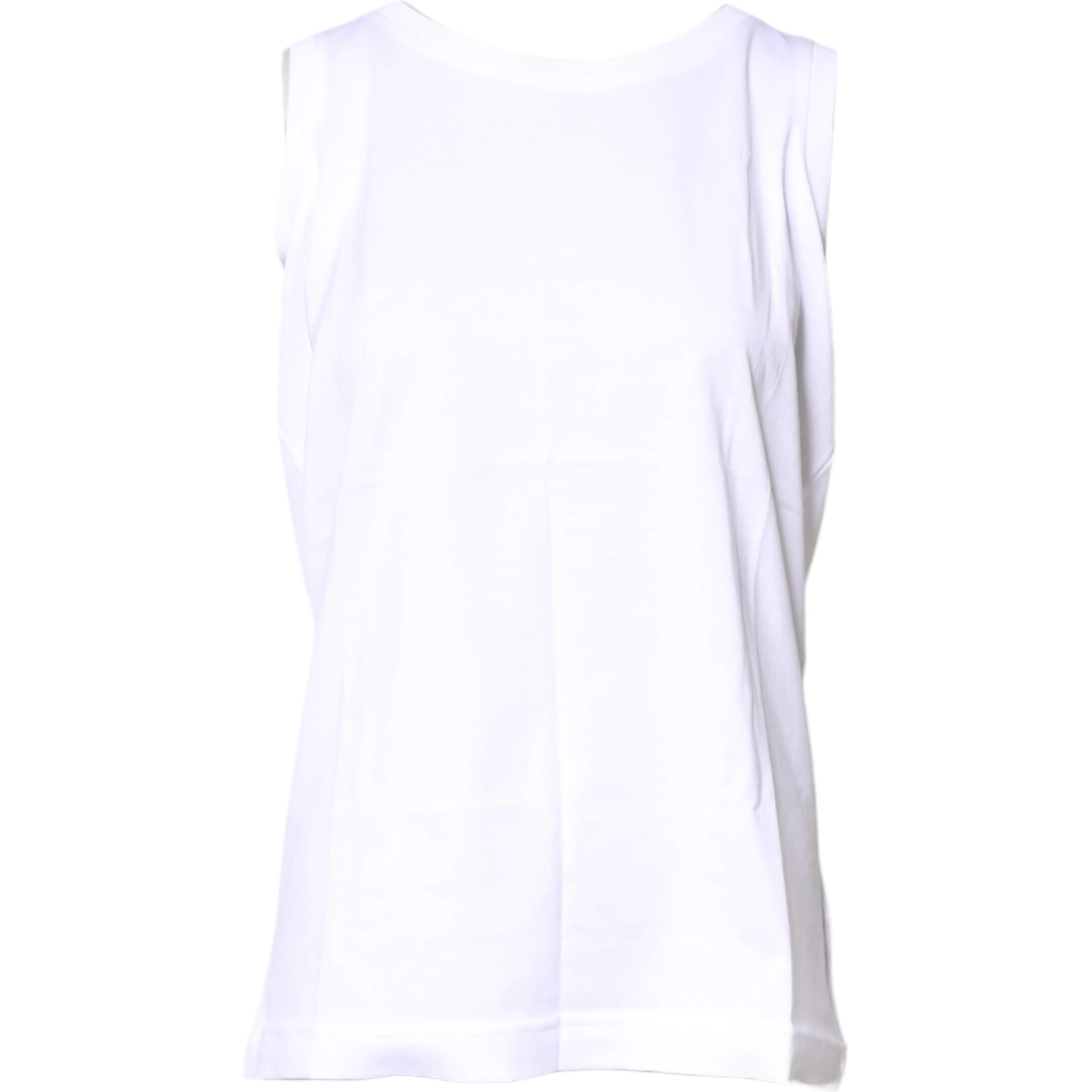 White Cotton Sleeveless Crew Neck T-shirt