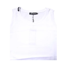White Cotton Sleeveless Crew Neck T-shirt