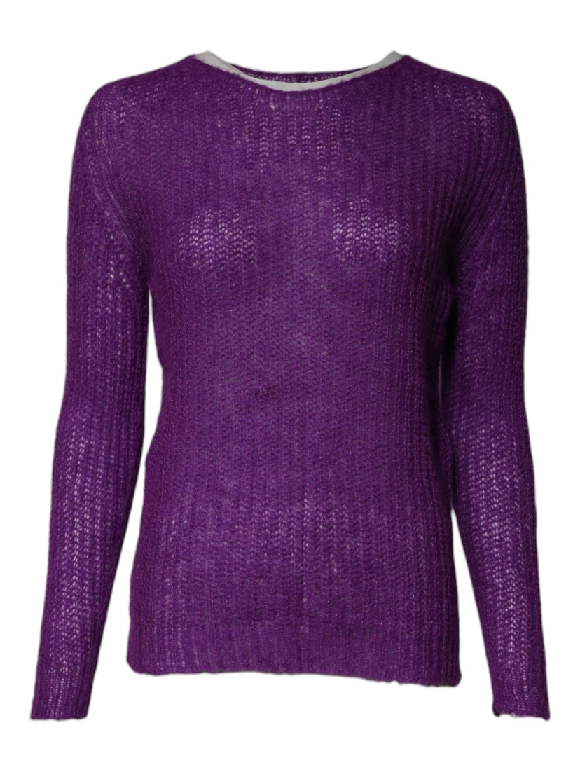 Violet Knitted Long Sleeves Round Neck Sweater