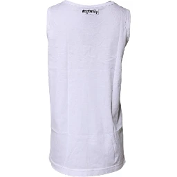 White Cotton Anchor Chain Embroidery Tank Top