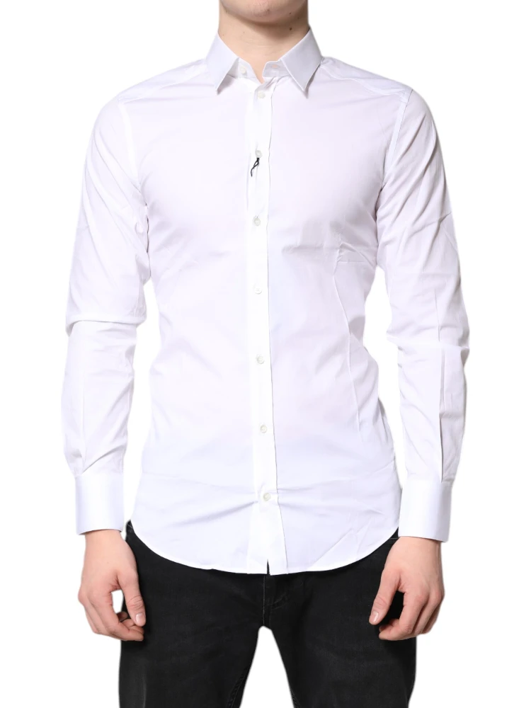 White Cotton Stretch GOLD Dress Formal Shirt alternative