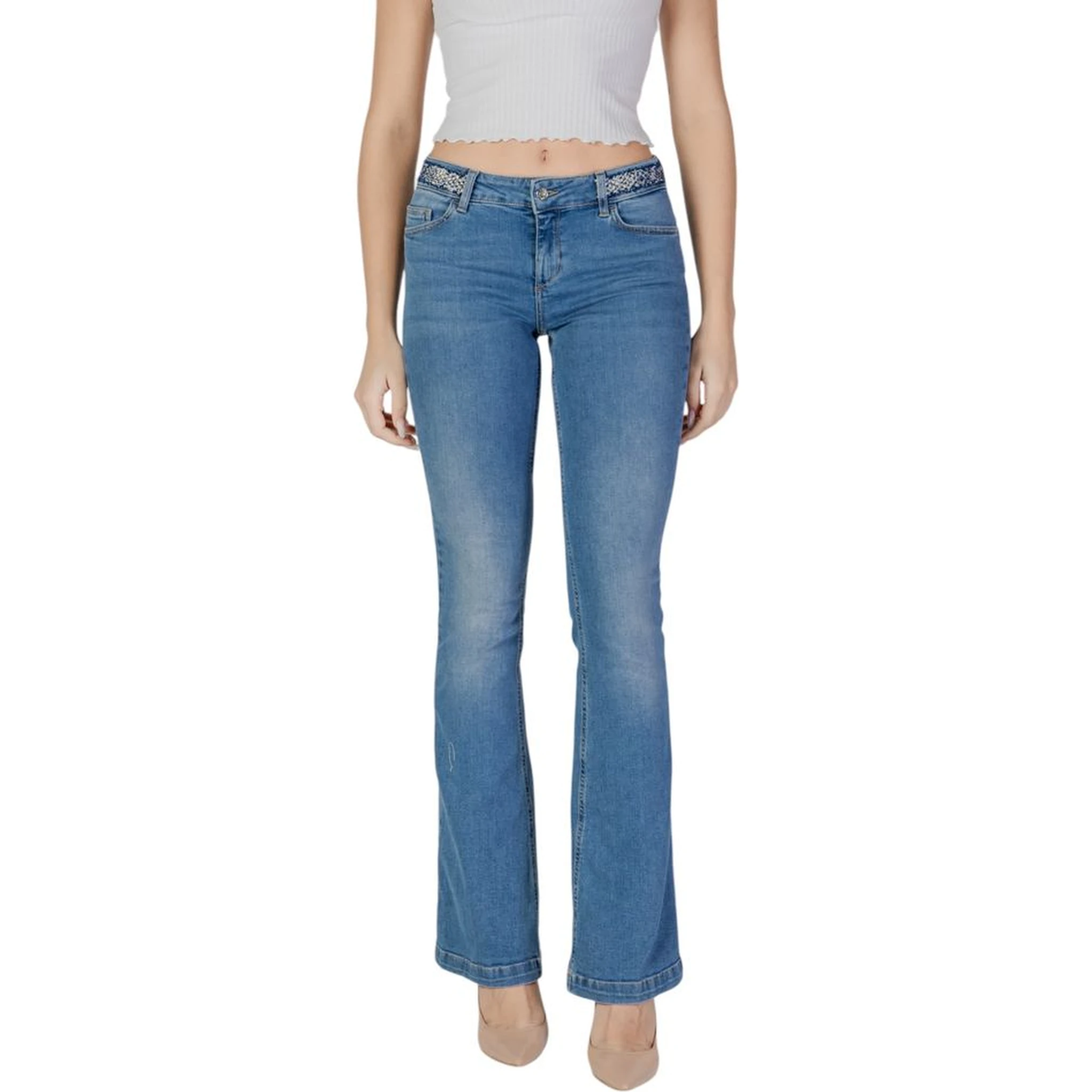 Light Blue Cotton Bootcut Jeans