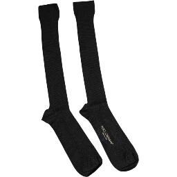 Black Viscose Logo Over The Calf Socks