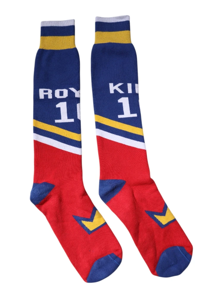 Multicolor Printed Cotton Over Calf Socks