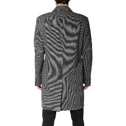 Gray Wool Single Breasted Trench Coat Jacket