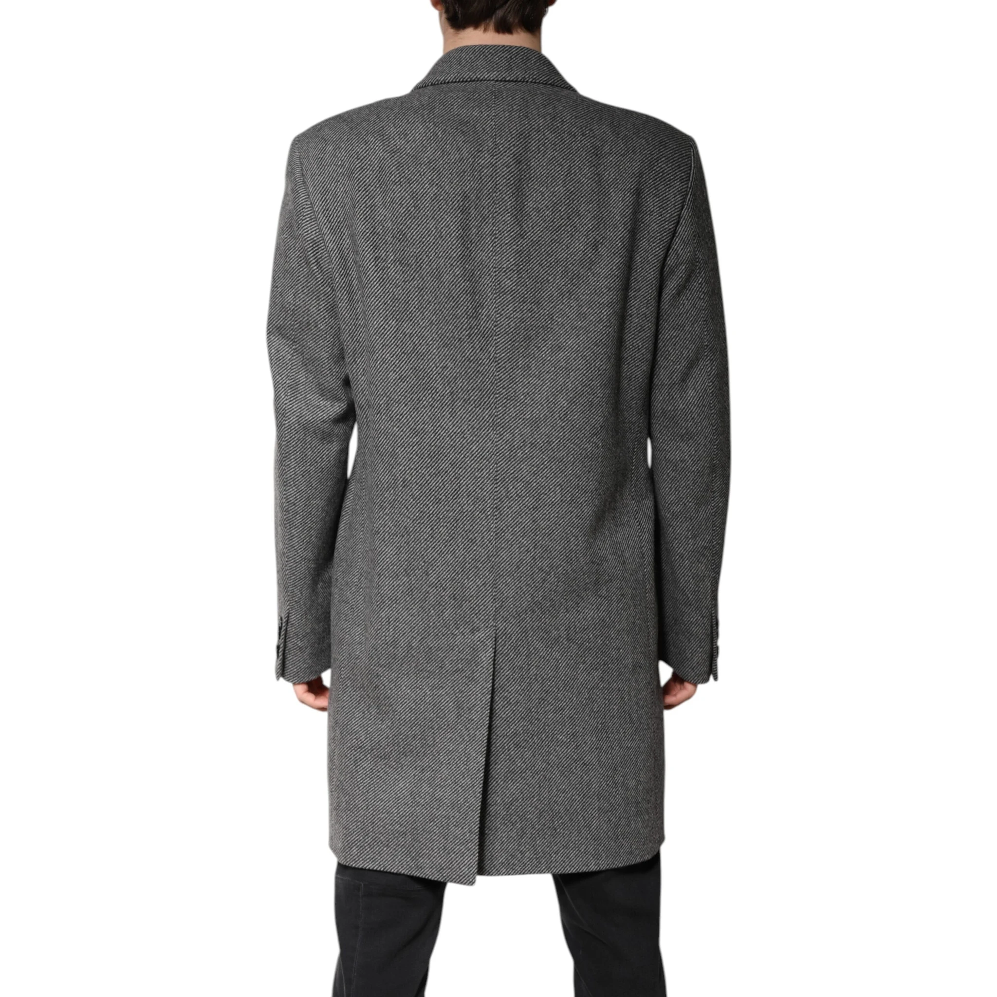 Gray Wool Single Breasted Trench Coat Jacket