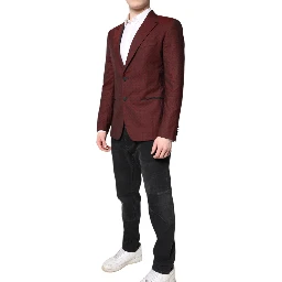 Maroon Wool Slim Fit Men Coat Jacket Blazer