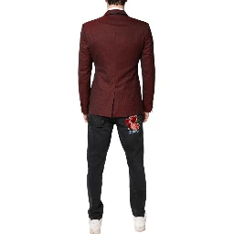 Maroon Wool Slim Fit Men Coat Jacket Blazer